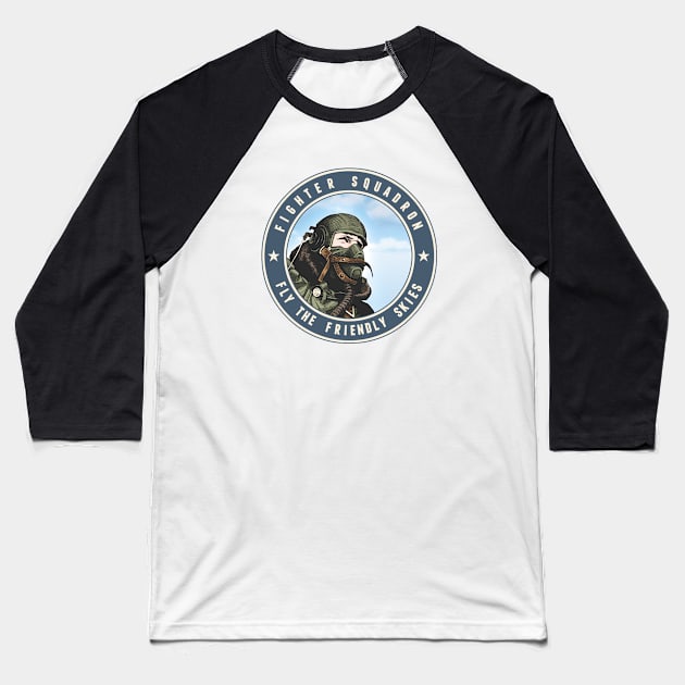 Fighter Squadron Blue Baseball T-Shirt by ranxerox79